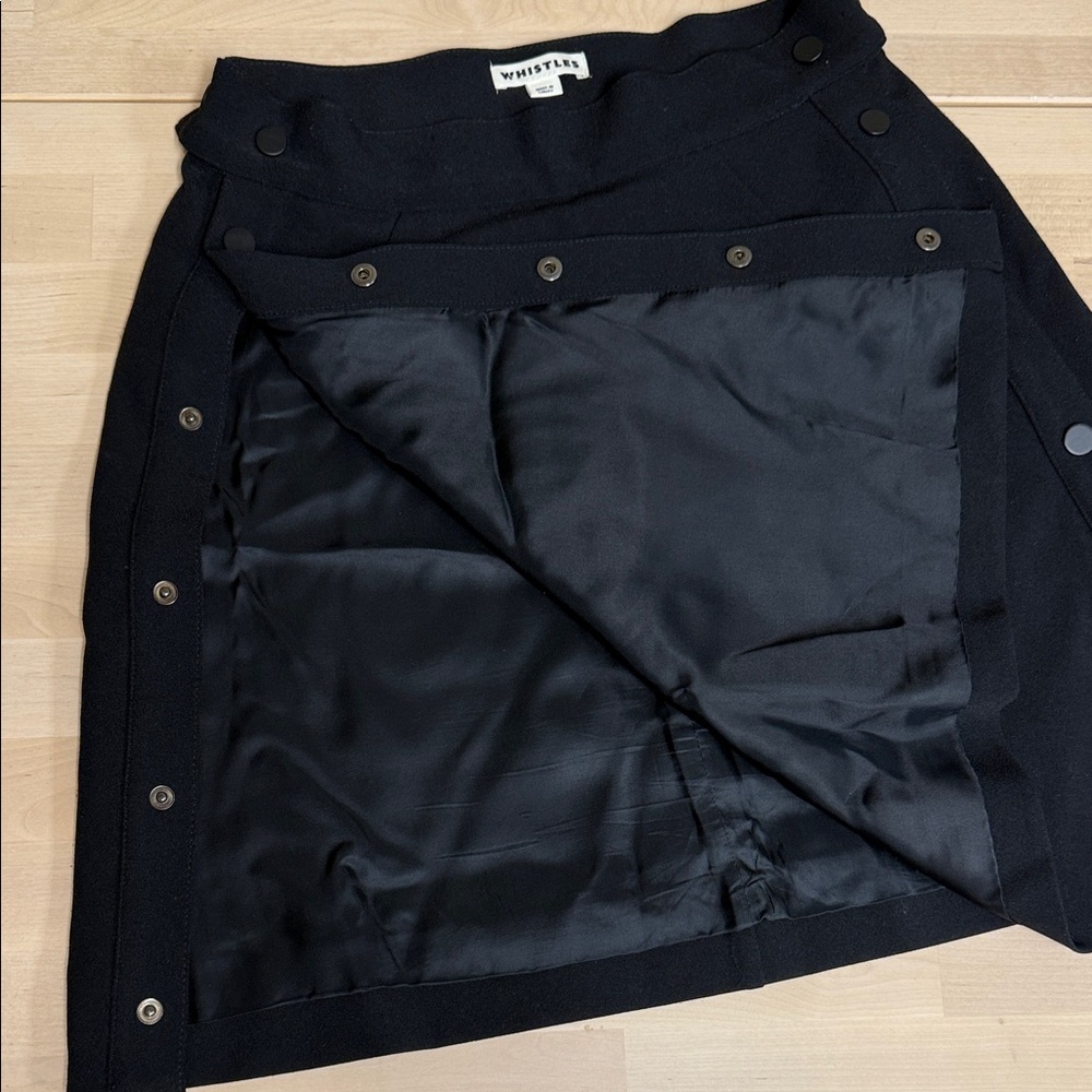 Whistles Classic Black A-Line Skirt with Side Buttons - Picture 5 of 7